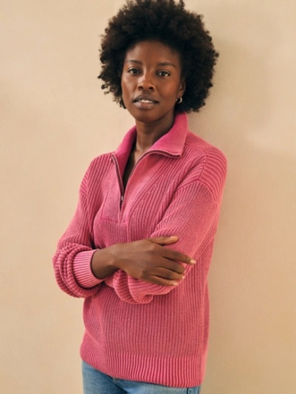 FAHERTY Sunwashed Mariner Sweater In Festival Fushia Size Xs